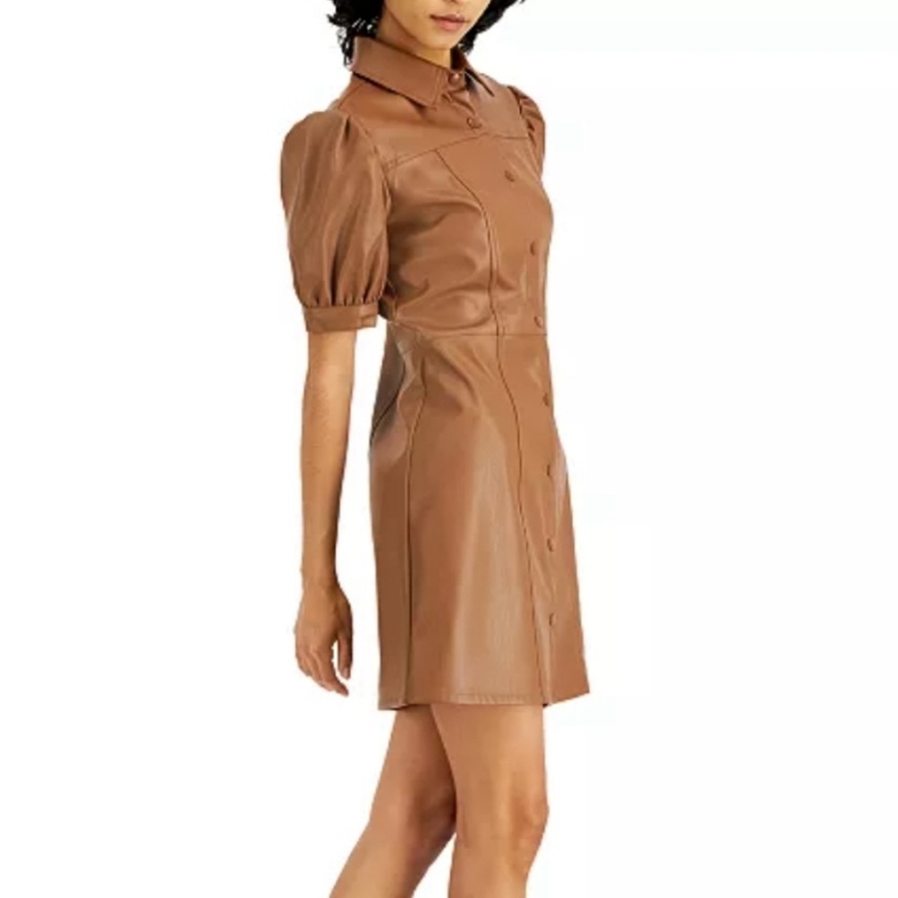 Faux Leather brown mini dress
